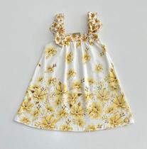Vestido Milon Infantil Amarelo Flores Com Strass Verão Moda Kids