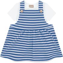 Vestido Milon Infantil Body + Salopete Verão Listrado