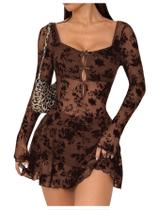Vestido Milumia Floral Lace Cutout Mini Mocha Brown para mulheres Vestido Milumia Floral Lace Cutout Mini Mocha Brown para mulheres
