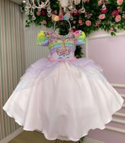 Vestido Mimadine Tematico Unicornio Safira Rosa Bebe