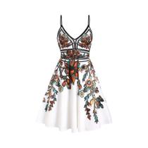 Vestido Mini A-Line Floral De Verão plus Size Com Manga Trompete E Estilo Sling Vestido Mini A-Line Floral De Verão plus Size Com Manga Trompete E Estilo Sling
