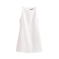 Vestido Mini Bodycon - Branco, Preto, Vermelho e Azul - Decote Halter