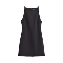 Vestido Mini Bodycon - Branco, Preto, Vermelho e Azul - Decote Halter