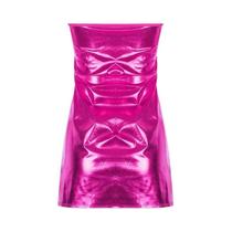 Vestido Mini Bodycon De Couro PU Sem Alças Para Mulheres, Vestido Sexy Sem Costas E Sem Mangas Para