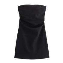 Vestido Mini Bodycon Feminino Azul, Preto e Branco - Sem Mangas e Decote Ombro a Ombro