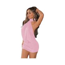Vestido Mini Bodycon Feminino Sexy Halter Sem Mangas Com Amarração Nas Costas Dulzura Moda Verão