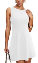 Vestido Mini Branco Sem Mangas com Decote Canoa WIHOLL A-Line Tamanho S