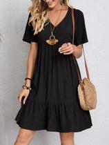 Vestido Mini Casual Elegante De Verão Com Decote Em V E Rendas Para Mulheres, Estilo Boêmio Chic