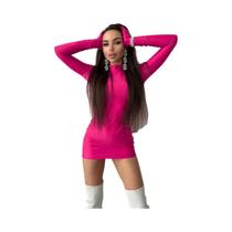 Vestido Mini Com Mangas Longas E Luvas, Gola Alta, Bodycon, Sexy, Moda De Rua, Roupas Para Festa Y2K Vestido Mini Com Mangas Longas E Luvas, Gola Alta, Bodycon, Sexy, Moda De Rua, Roupas Para Festa Y2K