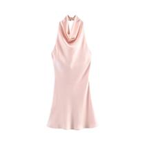 Vestido Mini De Cetim Feminino Halter Sem Costas Para O Verão, Sexy E Elegante, Roupa Para Festas E