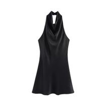 Vestido Mini De Cetim Feminino Halter Sem Costas Para O Verão, Sexy E Elegante, Roupa Para Festas E