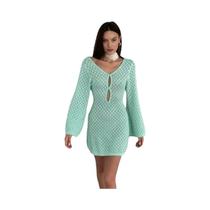 Vestido Mini De Malha Com Estampa Xadrez E Decote Em V Para Mulheres, Sexy, Para Praia E Férias,