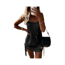 Vestido Mini De Tricô Sem Mangas Com Alças Finas Para Mulheres, Vestido Sexy Bodycon De Verão