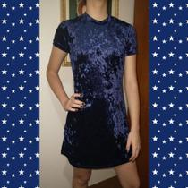 Vestido mini de veludo molhado azul P