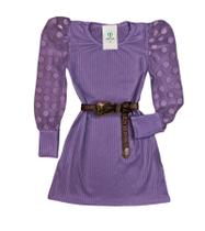 Vestido Mini Diva Manga Tule Roxo Tam.6 Vestido Mini Diva Manga Tule Roxo Tam.6