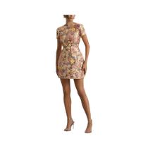 Vestido Mini Elegante Com Lantejoulas E Patchwork Para Mulheres, Primavera Verão 2025, Decote Vestido Mini Elegante Com Lantejoulas E Patchwork Para Mulheres, Primavera Verão 2025, Decote