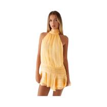 Vestido Mini Elegante De Chiffon Com Alças Para Mulheres, Costas Descobertas, Laço Sexy, Vestido De