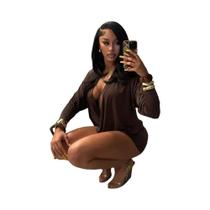 Vestido Mini Elegante Feminino Com Decote Em V Profundo E Manga Longa, Justo Para Festas E Clubes
