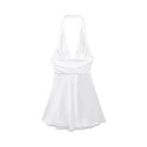 Vestido Mini Elegante Rosa Com Decote Halter E Costas Nuas Para Mulheres, Verão, Sexy, Decote Em V, Vestido Mini Elegante Rosa Com Decote Halter E Costas Nuas Para Mulheres, Verão, Sexy, Decote Em V,
