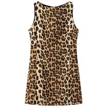 Vestido Mini Feminino Com Estampa De Leopardo, Verão, Decote Redondo, Sem Mangas, Elegante E Vintage Vestido Mini Feminino Com Estampa De Leopardo, Verão, Decote Redondo, Sem Mangas, Elegante E Vintage