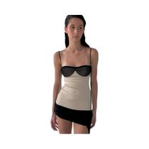 Vestido Mini Feminino Com Franjas, Decote Transpassado, Costas Abertas, Painéis Irregulares, Super Vestido Mini Feminino Com Franjas, Decote Transpassado, Costas Abertas, Painéis Irregulares, Super