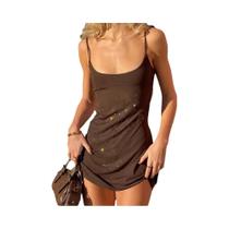 Vestido Mini Feminino Decote Baixo Sem Costas Com Strass Falso Nibber Sexy Bodycon Tendência De