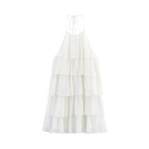 Vestido Mini Feminino Sem Costas Estilo A-Line Com Gola Halter Sexy Para Verão E Praia 2025