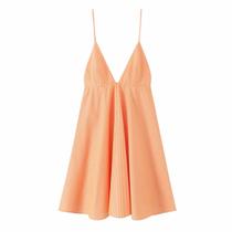 Vestido Mini Laranja Listrado Sem Costas Para Mulheres, Vestido Chic De Verão Com Alças Finas E Vestido Mini Laranja Listrado Sem Costas Para Mulheres, Vestido Chic De Verão Com Alças Finas E