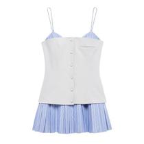 Vestido Mini Plissado Listrado Sem Costas Sexy Para Festa Vestido Curto Para Mulheres Patchwork