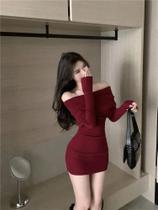 Vestido Mini Preto De Manga Longa Com Ombros Descidos Para Mulheres, Vestido Elegante Bodycon De Vestido Mini Preto De Manga Longa Com Ombros Descidos Para Mulheres, Vestido Elegante Bodycon De