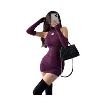 Vestido Mini Preto Feminino Sem Mangas Plissado Gola Alta Com Amarração Justo Para Festa Outono 2025 Vestido Mini Preto Feminino Sem Mangas Plissado Gola Alta Com Amarração Justo Para Festa Outono 2025