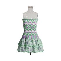 Vestido Mini Sem Alças E Sem Mangas Para Mulheres Com Estampa E Bordado De Cintura Alta Vestido Mini Sem Alças E Sem Mangas Para Mulheres Com Estampa E Bordado De Cintura Alta