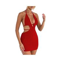 Vestido Mini Sem Costas Com Amarração Para Mulheres, Vintage, Crochê, Floral, Verão, Praia, Férias,