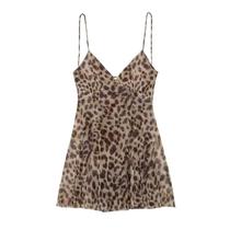 Vestido Mini Sem Costas Em Tule Com Estampa De Leopardo Para Mulheres, Vestido Curto De Verão Para