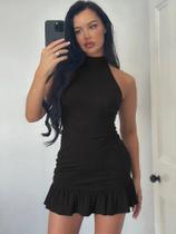 Vestido Mini Sem Mangas Com Decote Halter E Costas Descobertas Para Mulheres, Vestido Clássico Para