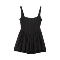 Vestido Mini Sem Mangas E Costas Descobertas Para Mulheres, Moda Com Decote Quadrado, Vestido Chic
