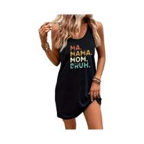 Vestido Mini Sem Mangas Para Mulheres, Verão, Sexy, Preto Com Estampa, Vestido Solto Tipo Tank Top
