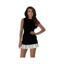 Vestido Mini Sem Mangas Slim Com Pregas E Patchwork Para Escritório, Estilo Elegante De Rua