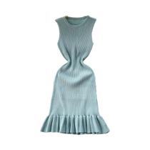 Vestido Mini Sexy Com Babados Para Mulheres, Estilo Y2K, Bodycon Tricotado, Moda De Festa Coreana Vestido Mini Sexy Com Babados Para Mulheres, Estilo Y2K, Bodycon Tricotado, Moda De Festa Coreana