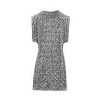 Vestido Mini Sexy Com Lantejoulas Para Mulheres, Decote Redondo, Sem Mangas, Com Almofadas Nos Vestido Mini Sexy Com Lantejoulas Para Mulheres, Decote Redondo, Sem Mangas, Com Almofadas Nos