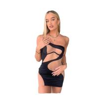 Vestido Mini Sexy Feminino De Um Ombro Com Patchwork, Cintura Alta, Malha Bodycon Para Festas E Vestido Mini Sexy Feminino De Um Ombro Com Patchwork, Cintura Alta, Malha Bodycon Para Festas E