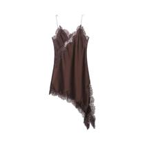 Vestido Mini Slim Sem Mangas Com Renda Sexy E Costura Assimétrica Para Festa De Verão Vestido Mini Slim Sem Mangas Com Renda Sexy E Costura Assimétrica Para Festa De Verão