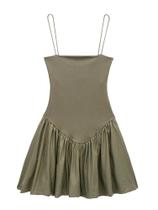 Vestido Mini Vintage Com Pregas E Patchwork, Costas Descobertas, Alças Finas, Decote Quadrado, Moda