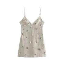 Vestido Mini Vintage Sem Mangas Para Mulheres, Vestido De Verão Chic Com Alças Finas