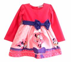 Vestido Minnie Arco C/manga Longa Festa Infantil