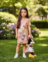 Vestido Minnie Com Lenço Floral Animê Vestido Minnie Com Lenço Floral Animê
