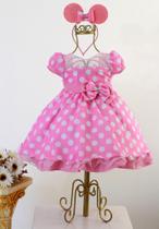 Vestido Minnie Rosa Festa Infantil Luxo E Tiara Vestido Minnie Rosa Festa Infantil Luxo E Tiara