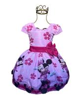 Vestido Minnie Rosa Luxo Tema Infantil