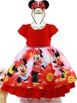 Vestido Minnie Vermelha com Tiara Luxo