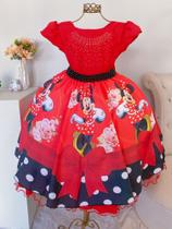 Vestido Minnie Vermelha Festa Luxo